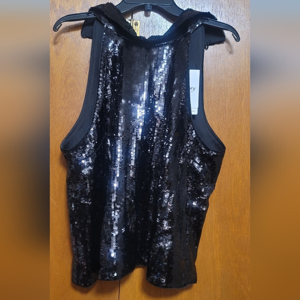 Theory Black Sequin Tank Top XL